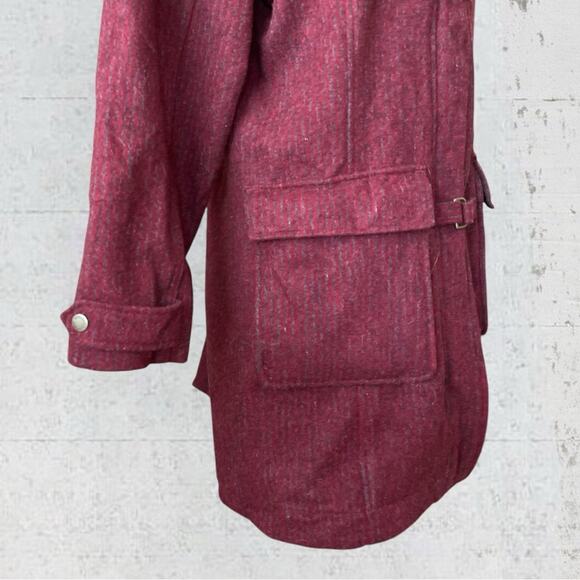 Vintage Woolrich Women’s Wool Hooded Duffle Coat Toggle Size M Red - Picture 5 of 16
